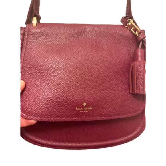LIKE NEW KATE SPADE ♠️ Orchard Street burgundy leather satchel adjustable strap - Picture 2 of 10